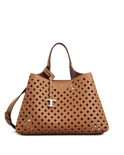 Tod's Brown Cut-Out Top Handle Tote Bag