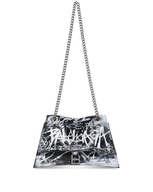 Balenciaga Crush Leather Shoulder Bag in White Lyst