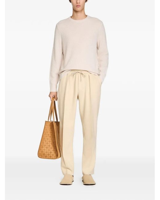 Sandro Natural Elasticated Straight-Leg Trousers for men