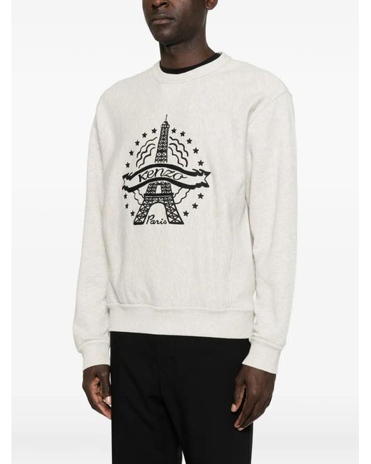 KENZO White Eiffel Tower Sweatshirt for men