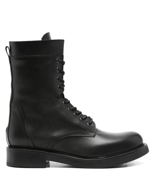 Julie Dee Black Lace-Up Leather Boots