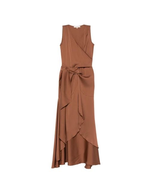 Silk95five Brown Shangri La Draped V-Neck Dress