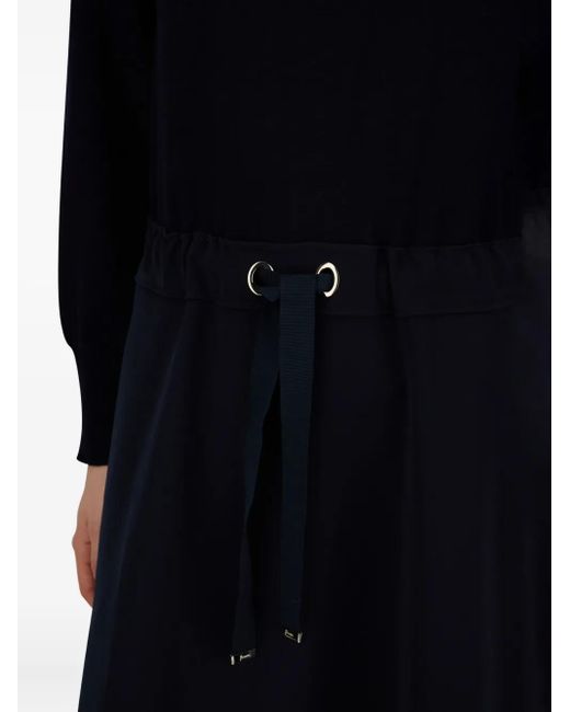 Herno Women's Blue Turtleneck Drawstring-Waist Midi Dress casual dresses