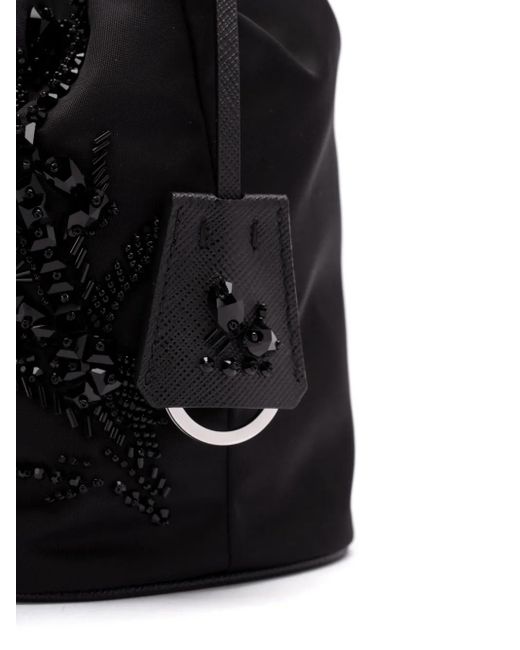 Bolso Shopper Con Logo Triangular Prada de color Black