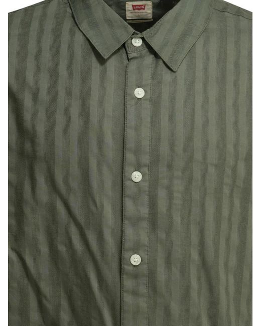 Levi's Green Vertical-Stripe Short-Sleeve Shirt for men