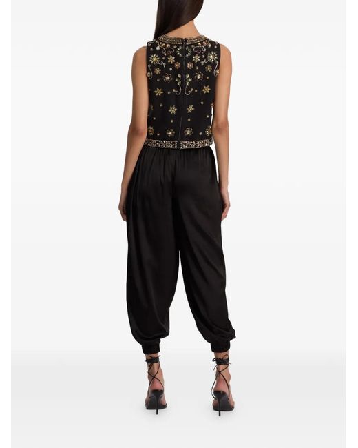 Alice + Olivia Black Amal Crystal-Embellished Tank Top