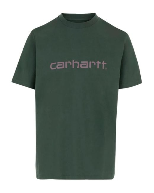 Carhartt Men's Green Logo-Print Cotton T-Shirt