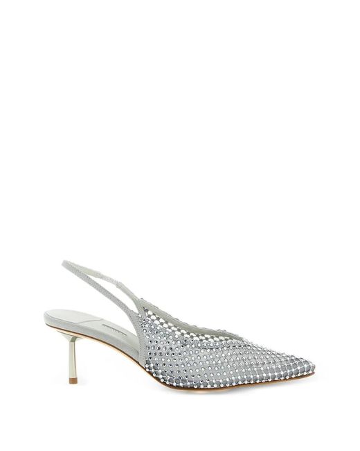 Le Silla White Gilda Pointed-Toe Pumps