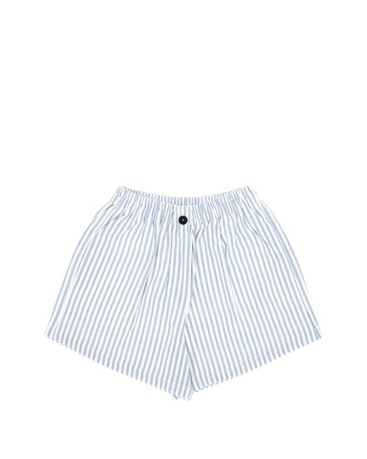 Forte_forte White Striped Button Shorts