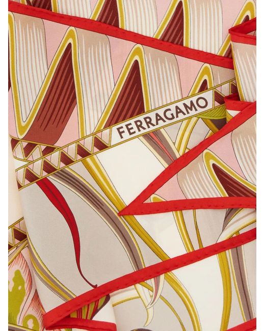 Ferragamo Metallic Graphic-Print Triangle Scarf