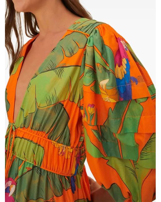 Vestido midi con estampado botánico Farm Rio de color Orange