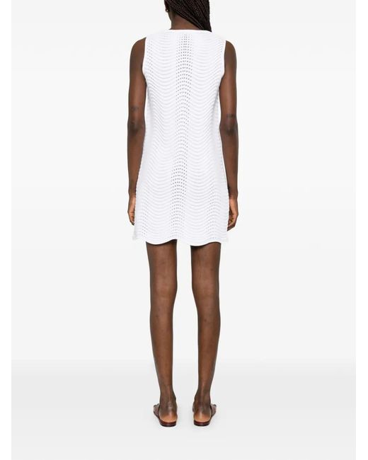 Neera White V-Neck Textured Mini Dress