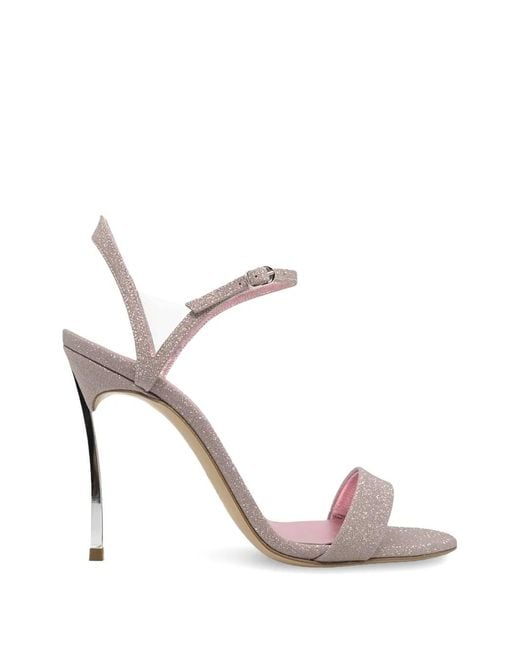Casadei Pink Blade Glittered Heeled Sandals