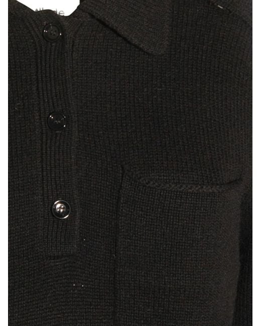 Allude Black Polo-Neck Patch-Pocket Sweater