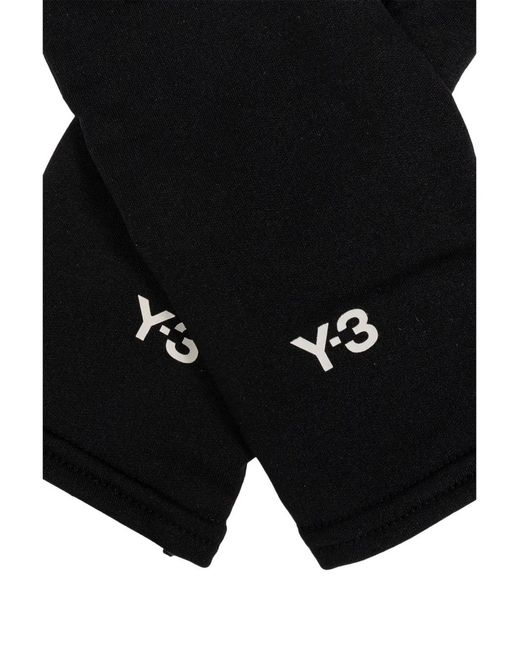 Y-3 Black Logo Print Gloves