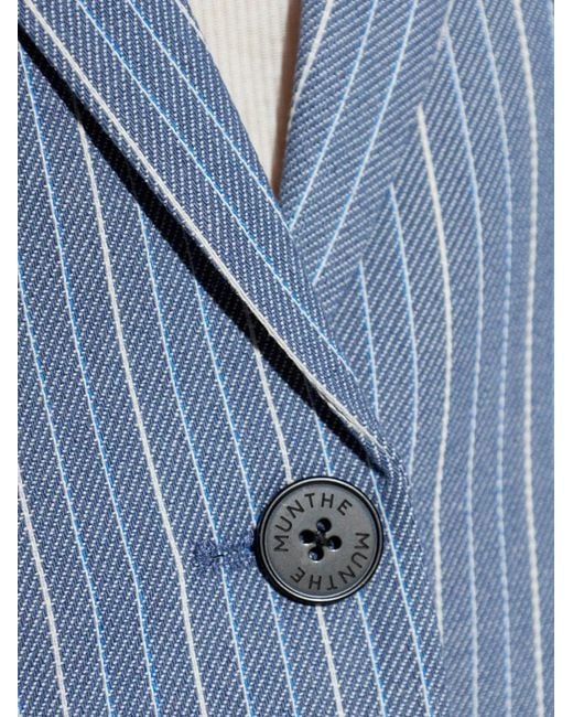 Munthe Blue Pinstripe Button Blazer