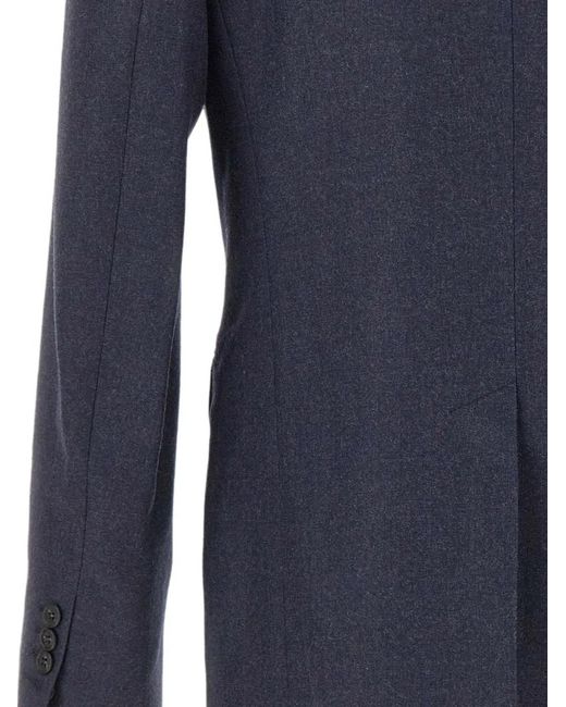 MM6 by Maison Margiela Blue Frayed Single-Breasted Blazer for men