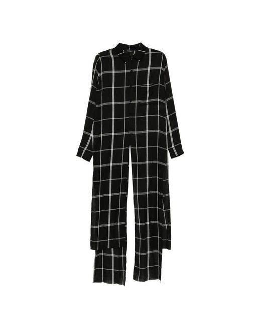 Limi Feu Black Check-Pattern Front-Slit Shirt