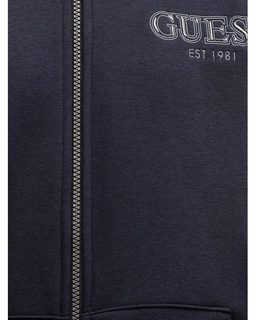 Guess Blue Zip Logo Hoodie for men
