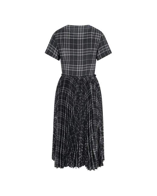 Burberry Black Check Buckle Pleated Dress