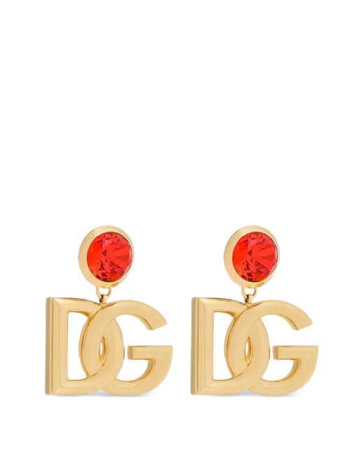 Dolce & Gabbana Orange Clip Earrings With Logo