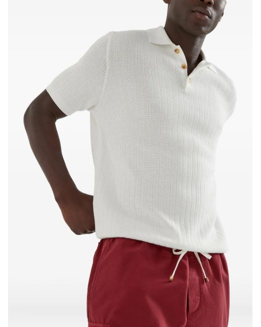 メンズ Brunello Cucinelli リブ ポロシャツ White