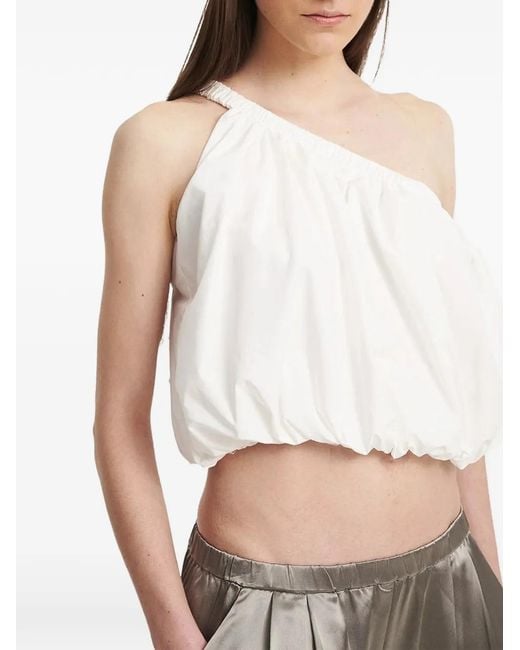ELEH White One-Shoulder Cropped Top