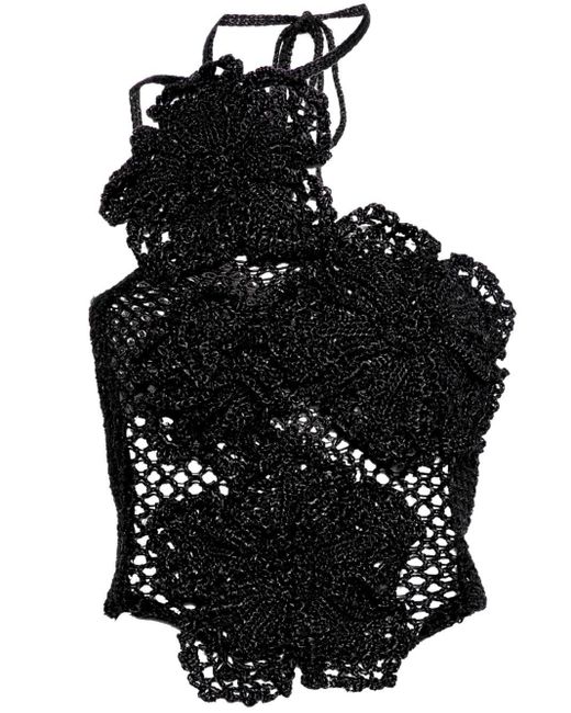 Cult Gaia Black Nazanin Crochet Top