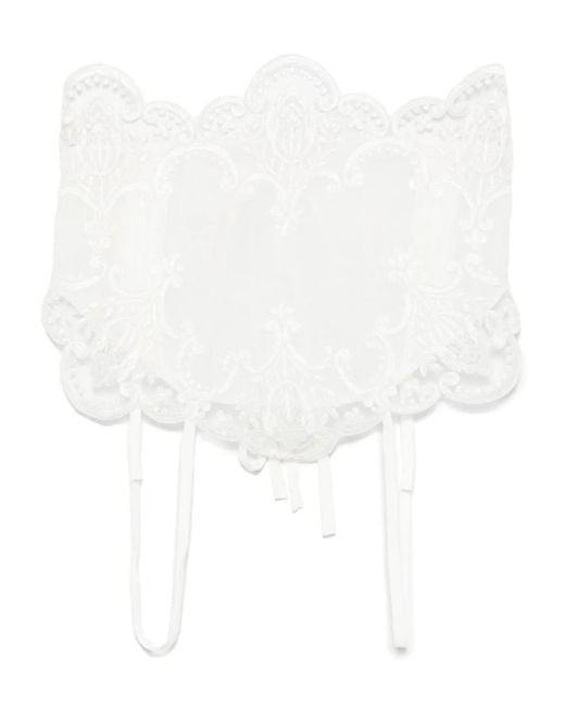 Maurizio Mykonos White Spitzenoberteil Mit Blumenmuster