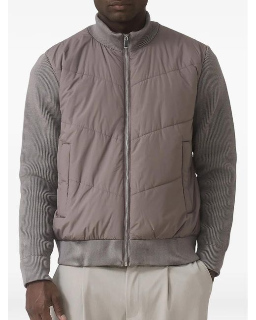Mauvais Gray Lamarck Quilted Knit-Sleeve Jacket for men