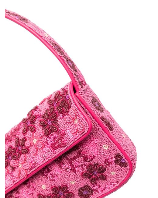 Staud Pink Tommy Beaded Shoulder Bag