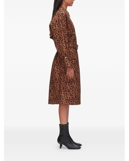 3.1 Phillip Lim Brown Belted Leopard-Print Coat