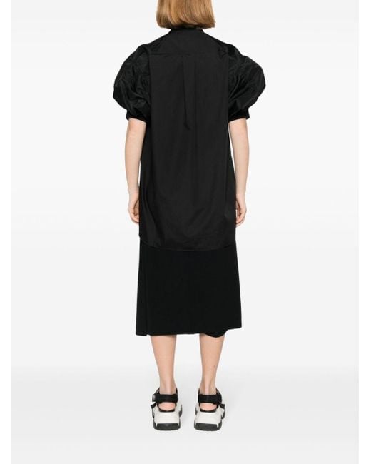 Sacai Popeline Midi-jurk in het Black