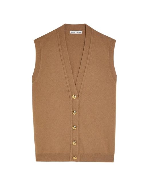 Blazé Milano Brown Highland V-Neck Button-Up Vest