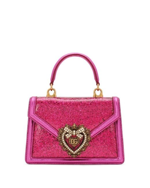 Petit sac à main Devotion à anse sur le dessus Dolce & Gabbana en coloris Pink