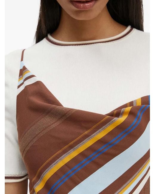 A.L.C. White Lauren Cowl-Neck Striped Dress