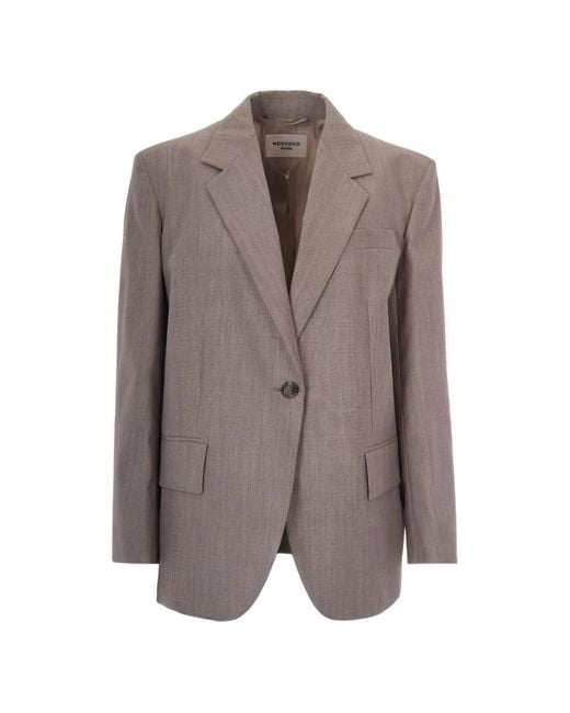 Max Mara Brown Single-Breasted Wool Blazer