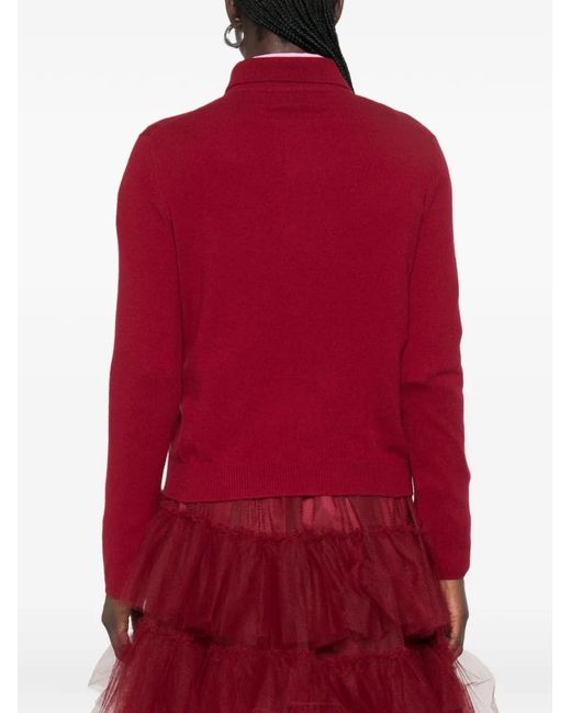Be You Red Button-Down Polo Sweater