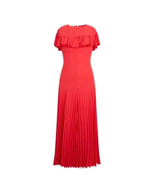 Philosophy Di Lorenzo Serafini Red Ruffled Pleated Maxi Dress