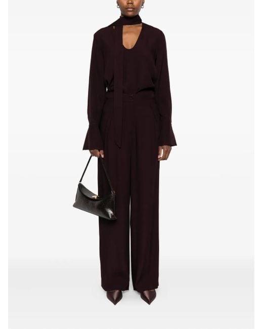 Raquel Diniz Black Neck-Tie Long-Sleeve Blouse