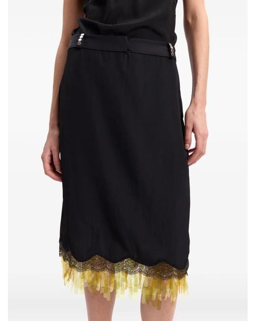 16Arlington Black Jupe Mi-Longue Vea Bordée De Dentelle