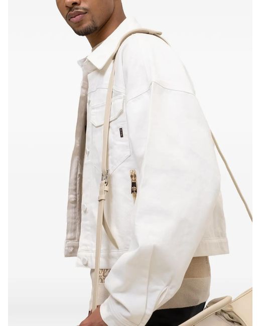 PLACE OF ELMS White Long-Sleeve Denim Jacket for men