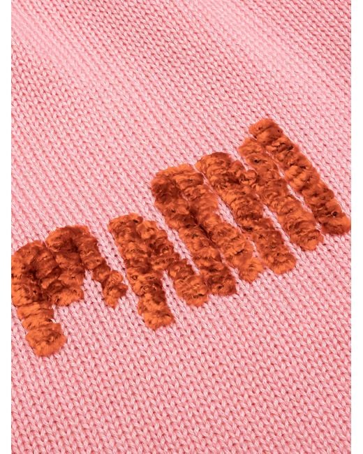 Marni Pink Embroidered Logo Cardigan for men
