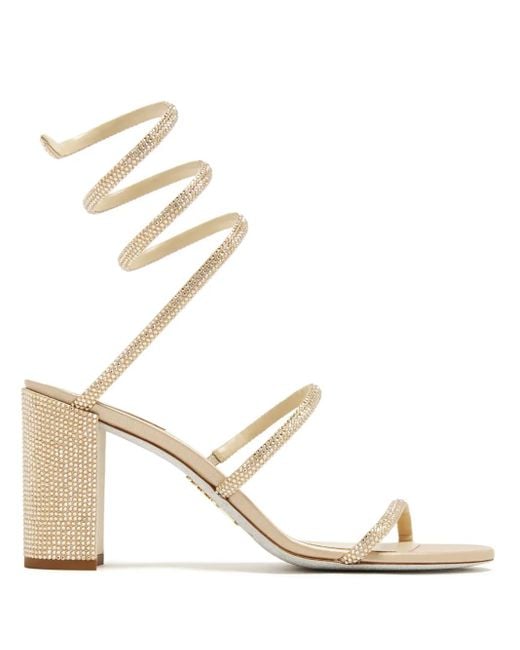 Rene Caovilla White Cleo 80Mm Crystal-Embellished Sandals