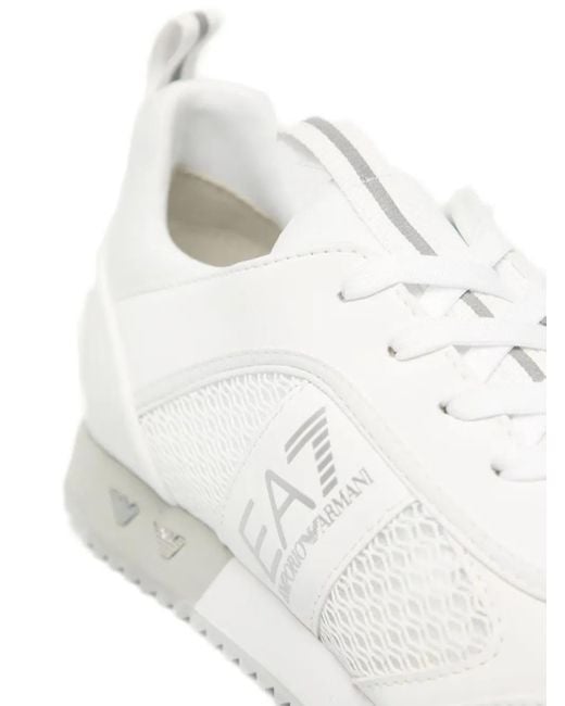 EA7 White Mesh-Panelled Sneakers