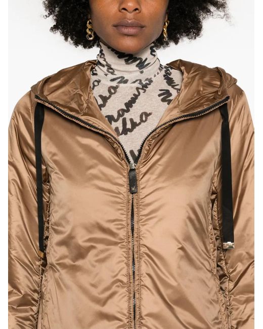 Max Mara Satijnen Jack Met Capuchon in het Brown