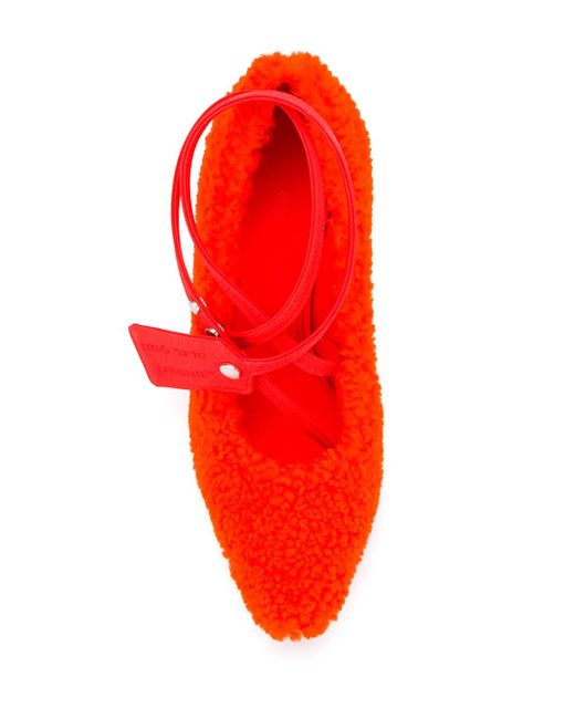 Off-White c/o Virgil Abloh Red Furry Strap Leather Sandal