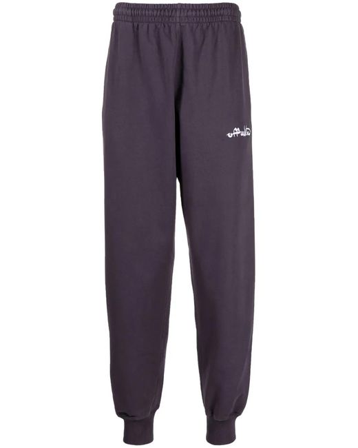 Off-White c/o Virgil Abloh Blue Embroidered-Logo Track Pants for men