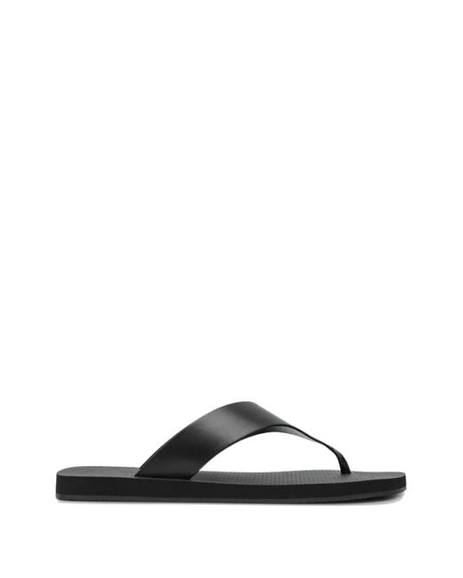 The Row Black Dune Leather Flip Flops