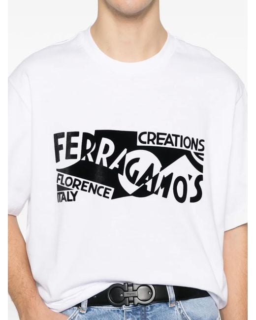 Ferragamo White Logo-Detail T-Shirt for men